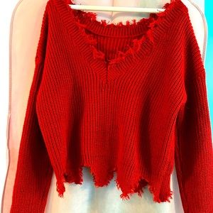 Red Cropped Sweater